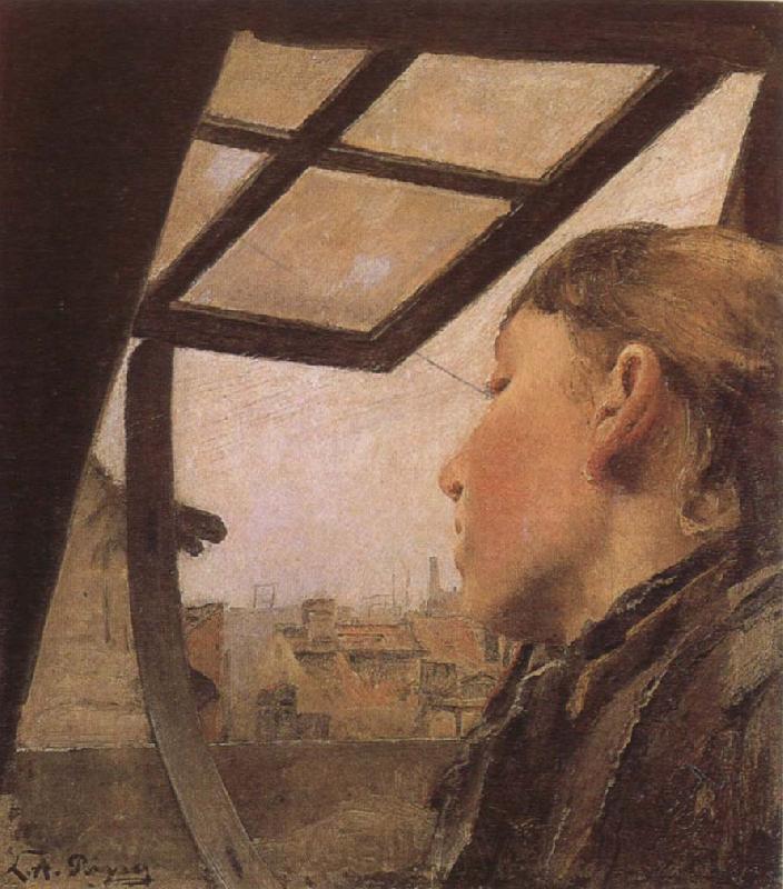 Laurits Andersen Ring Girl looking out of a Skylight Germany oil painting art